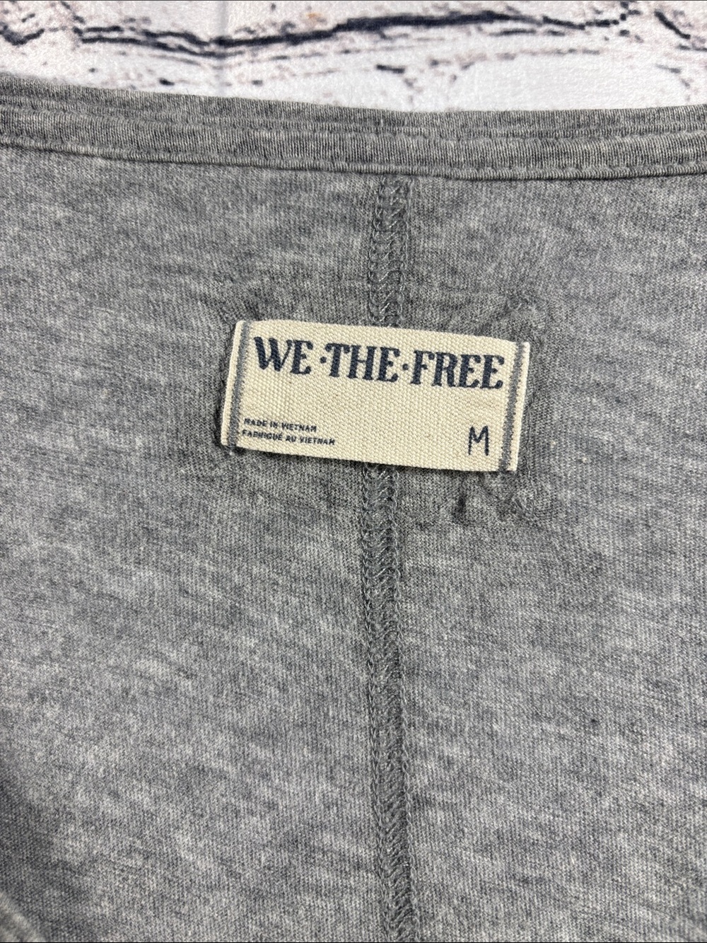We The Free Gray V-Neck Relaxed Long Sleeve Top - Picture 2 of 6